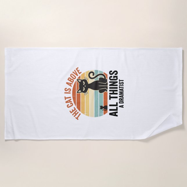 Serviette De Plage Conception de chemise humoristique de chat dramati (Devant)