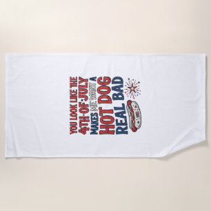 Serviette De Plage Conception de chemise patriotique de hot-dog drôle