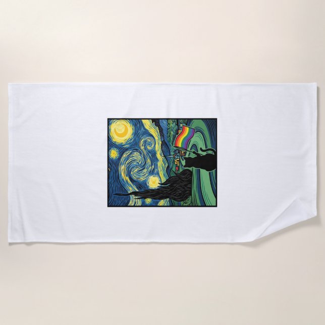 Serviette De Plage Conception de chemise vectorielle de paysage noctu (Devant)