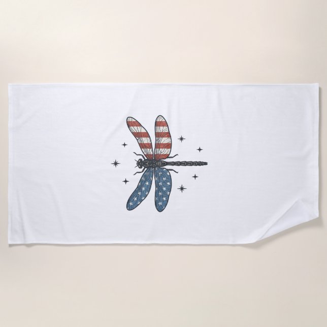 Serviette De Plage Conception de chemise vectorielle libellule patrio (Devant)