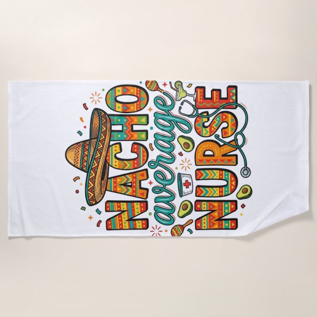 Serviette De Plage Conception de chemise vectorielle Nacho Average Nu (Devant)