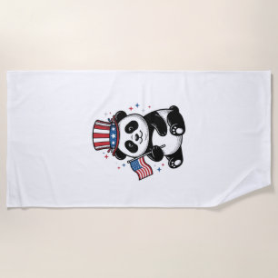 Serviette De Plage Conception de chemise vintage patriotique Panda Fl