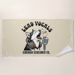 Serviette De Plage Conception de chien drôle vocal principal Husky 