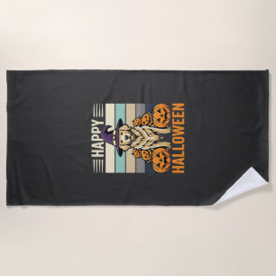 Serviette De Plage Conception de citrouille vintage Halloween Golden