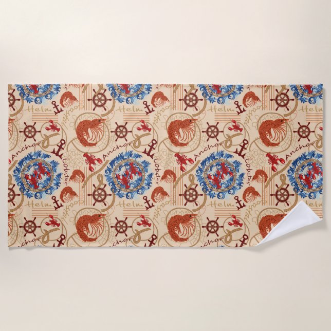Serviette De Plage Conception de coeur Crustacé (Devant)
