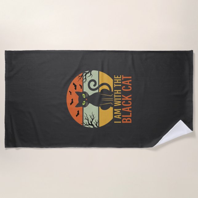 Serviette De Plage Conception de coucher de soleil rétro Halloween Ch (Devant)