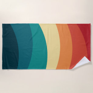 Serviette De Plage Conception de courbes colorées de style rétro
