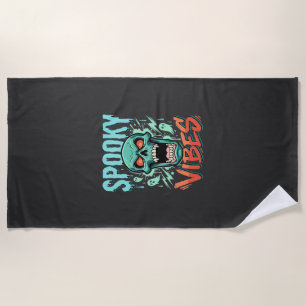 Serviette De Plage Conception de crâne de fantôme Halloween Vibes eff