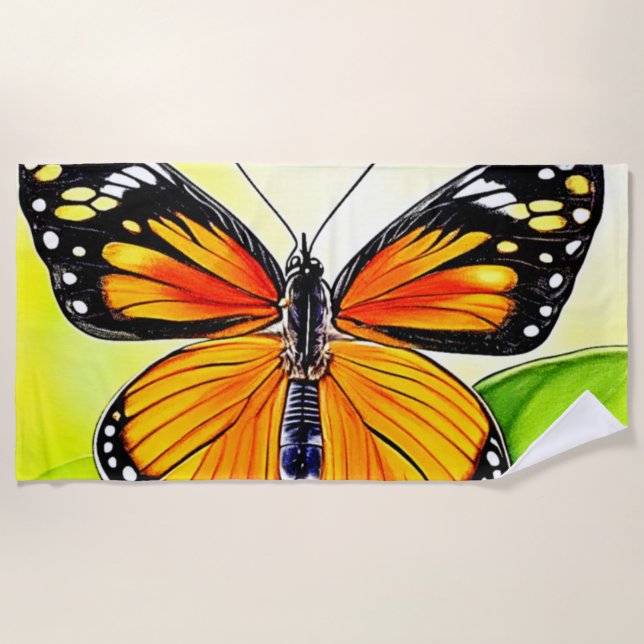 Serviette De Plage Conception de détail d'aile de papillon (Devant)