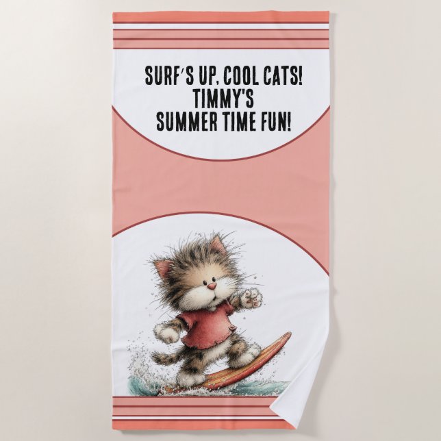Serviette De Plage Conception de divertissement estival de chat de su (Devant)