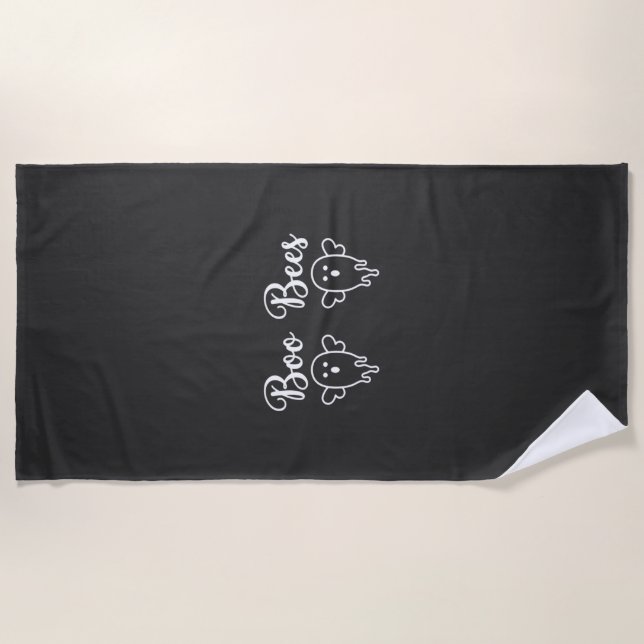 Serviette De Plage Conception de fantôme d'Halloween de Boo Bees (Devant)