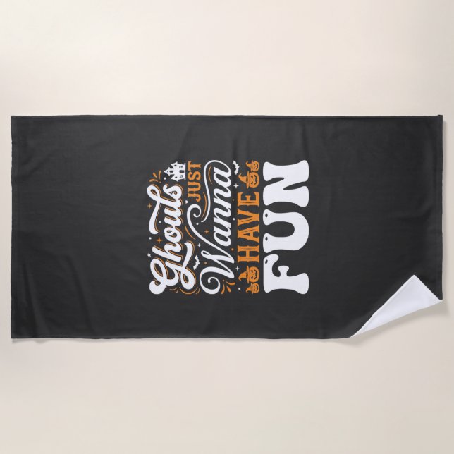 Serviette De Plage Conception de fantômes d'Halloween qui veulent jus (Devant)