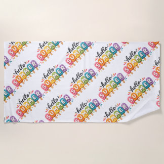 Serviette De Plage Conception de Fausse Laine Bonjour Été