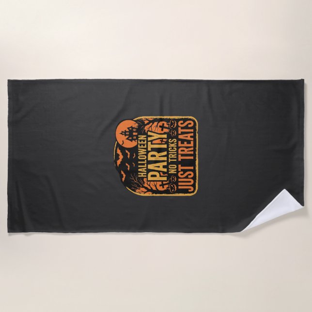 Serviette De Plage Conception de fête d'Halloween pas de tours juste  (Devant)