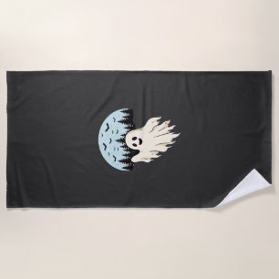 Serviette De Plage Conception de forêt de lune de fantôme d'Halloween
