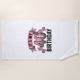 Serviette De Plage Conception de gravure vintage de licorne pour 40e