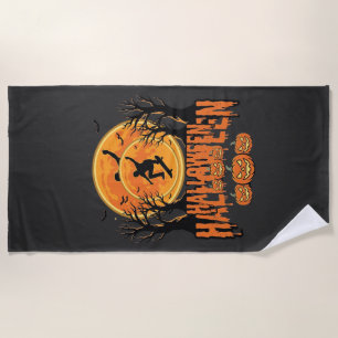 Serviette De Plage Conception de Lune de Skateboard d'Halloween Hallo
