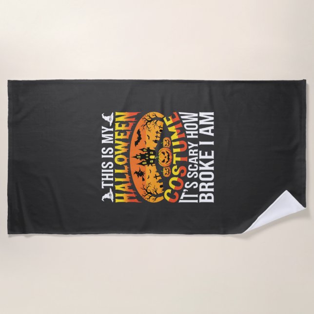 Serviette De Plage Conception de maison hantée de costume d'Halloween (Devant)