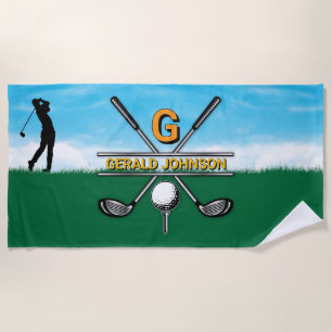 Serviette De Plage Conception de monogramme de golf sur mesure