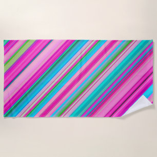 Serviette De Plage Conception de motif à rayures arc-en-ciel vibrant