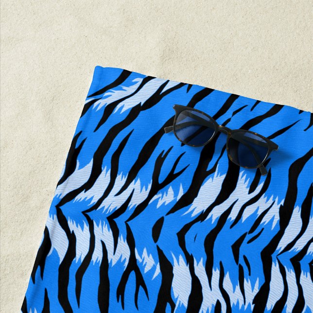 Serviette De Plage Conception de motif de peau d'animal Tigre Bleu  (Créateur téléchargé)