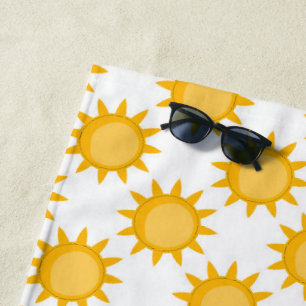 Serviette De Plage Conception de motif de soleil ensoleillé sur fond