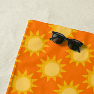 Serviette De Plage Conception de motif de soleil sur orange