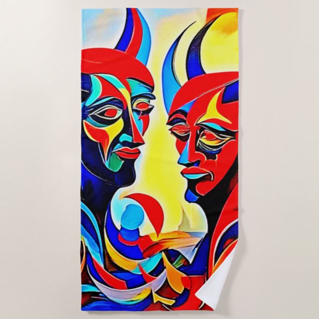 Serviette De Plage Conception de paire de l'esprit vif (Devant)