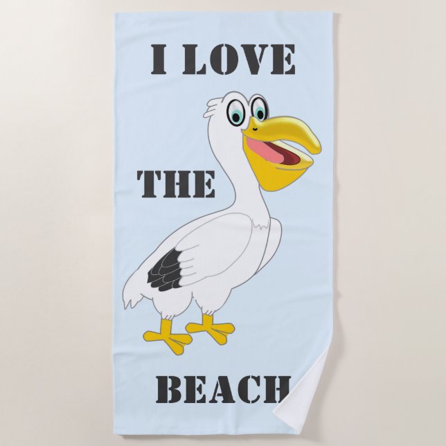 Serviette De Plage Conception de Pélican Personnalisée (Devant)