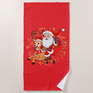 Serviette De Plage **"Conception de Père Noël ludique – Chaleureux et