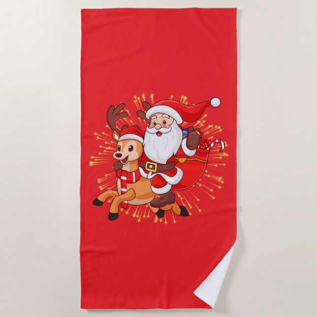 Serviette De Plage **"Conception de Père Noël ludique – Chaleureux et (Devant)
