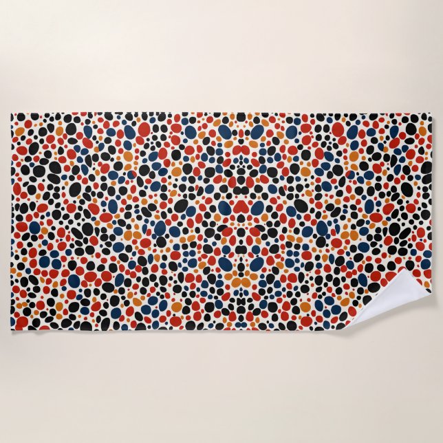 Serviette De Plage Conception de points colorés (Devant)