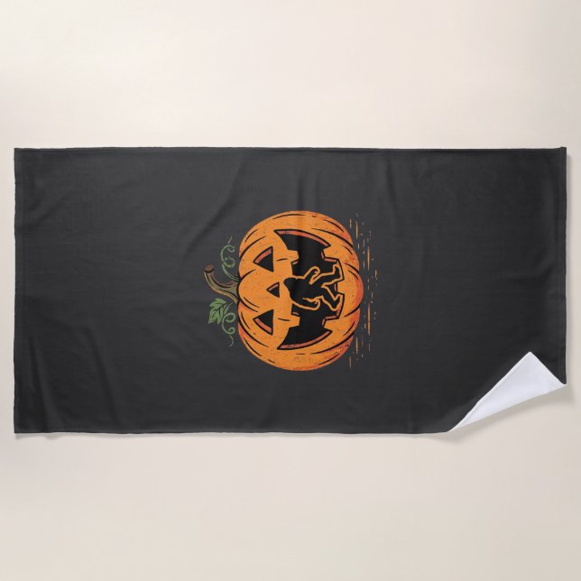 Serviette De Plage Conception de silhouette de citrouille Halloween B (Devant)