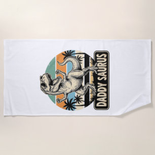 Serviette De Plage Conception de t-shirt de dinosaure rétro Papa Saur