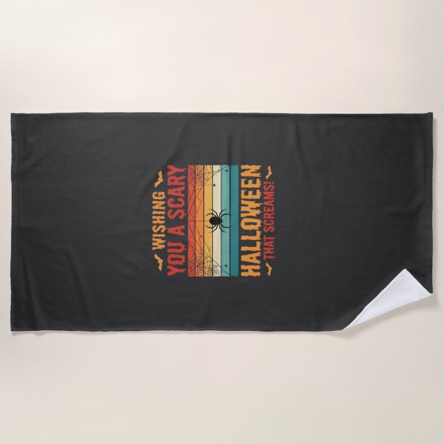 Serviette De Plage Conception de toile d'araignée d'Halloween effraya (Devant)