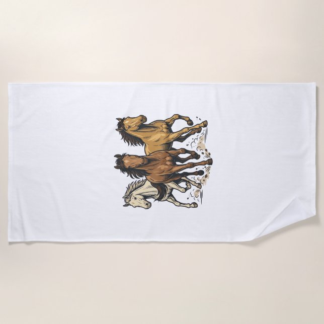 Serviette De Plage Conception de vecteur d'art de chevaux de course v (Devant)