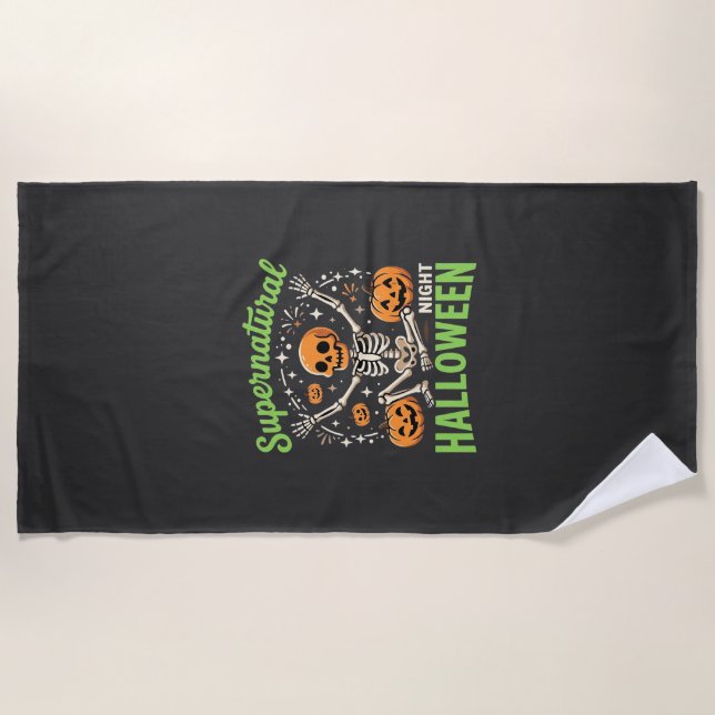 Serviette De Plage Conception de vecteur de Halloween de squelette su (Devant)