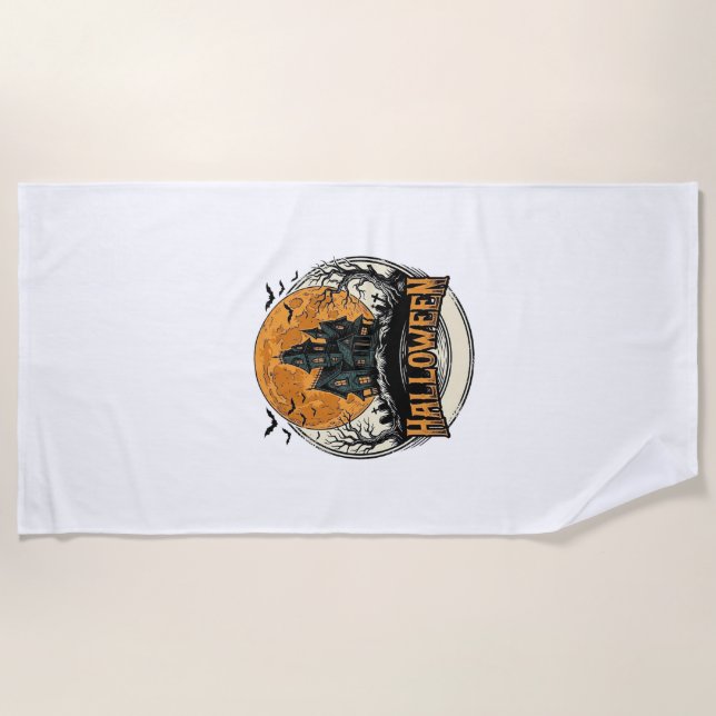 Serviette De Plage Conception de vecteur de maison hantée Halloween v (Devant)