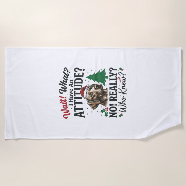 Serviette De Plage Conception de vecteur de Noël d'attitude de chien  (Devant)