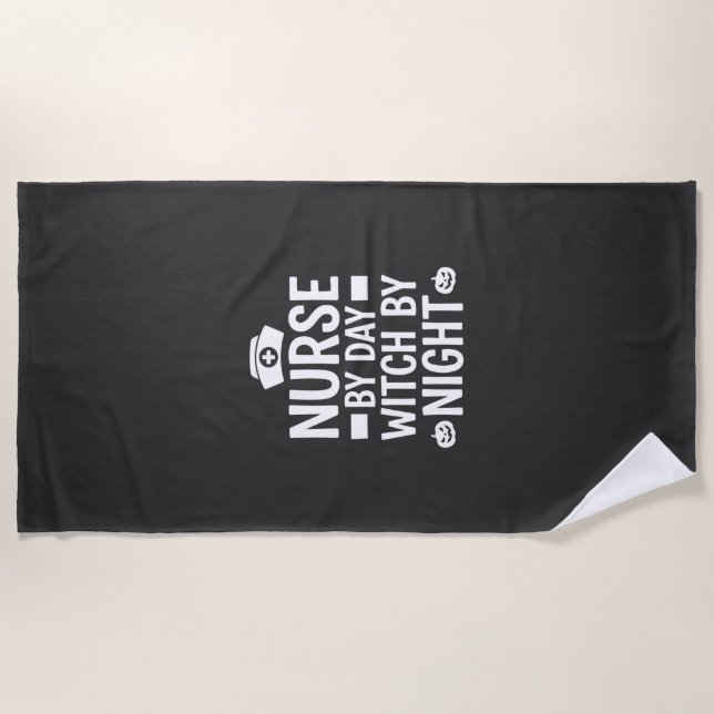 Serviette De Plage Conception de vecteur de sorcière d'infirmière Hal (Devant)
