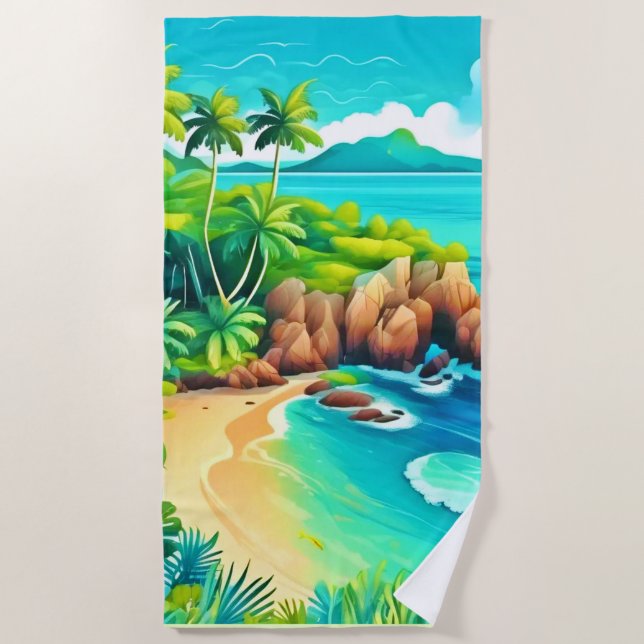 Serviette De Plage Conception des lisses de la côte tropicale (Devant)