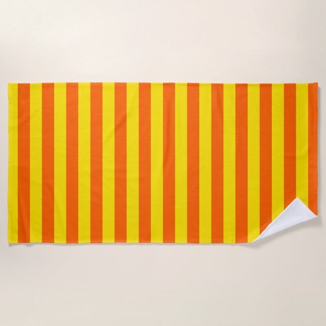 Serviette De Plage Conception des rayures orange et jaune (Devant)