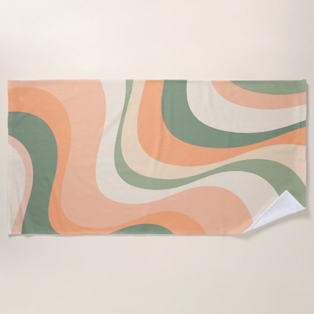 Serviette De Plage Conception d'ondes rétrogrades modernes multicolor (Devant)