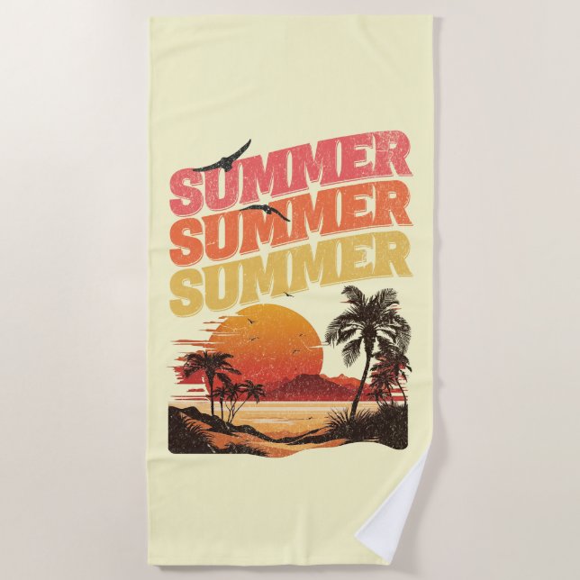 Serviette De Plage Conception du texte d'été (Devant)