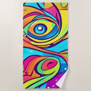 Serviette De Plage Conception d'yeux abstraits vibrants