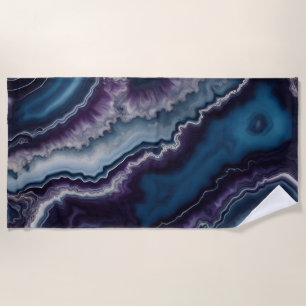 Serviette De Plage Conception en marbre violet bleu Agate