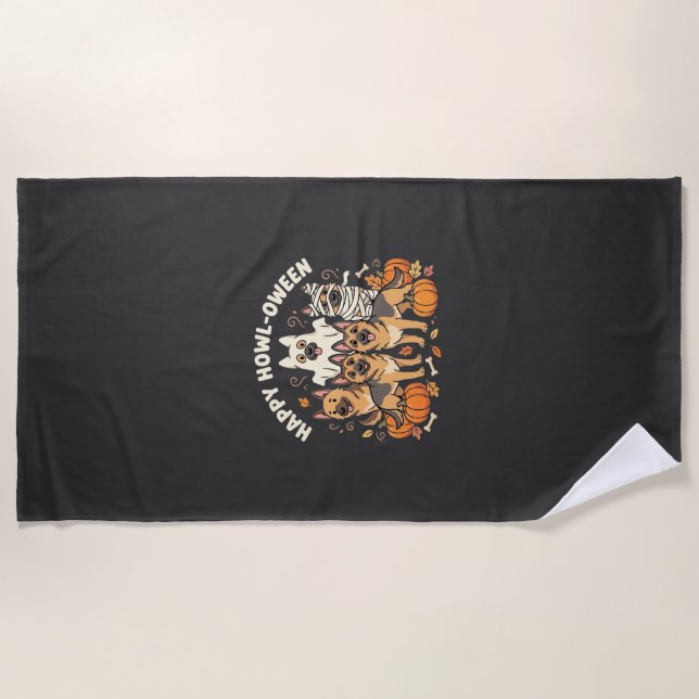 Serviette De Plage Conception Howl-Oween Halloween Fantôme Berger All (Devant)