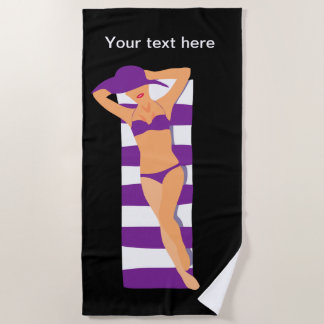 Serviette De Plage Conception la prenant un bain de soleil drôle de