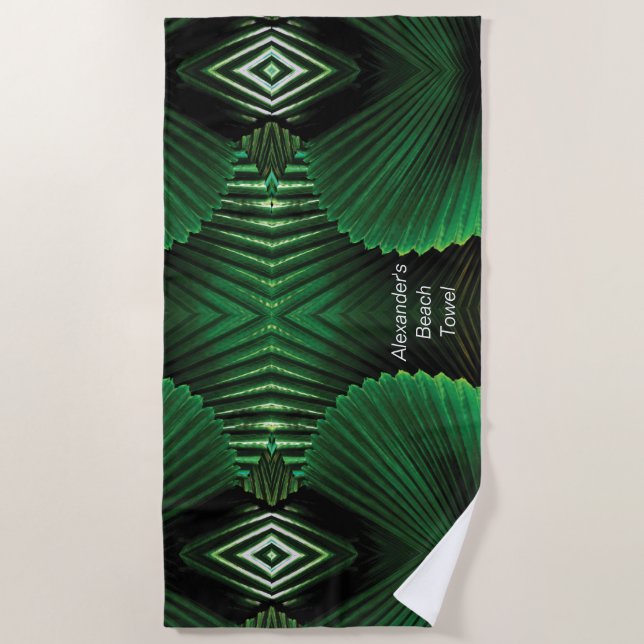 Serviette De Plage Conception personnalisée de feuilles de jungle (Devant)