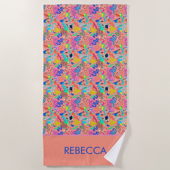 Serviette De Plage Conception personnalisée de la renaissance rétro d (Devant)